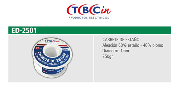 Carrete De Estaño 60/40 1mm 250gr Rollo Electronica Tbcin 1