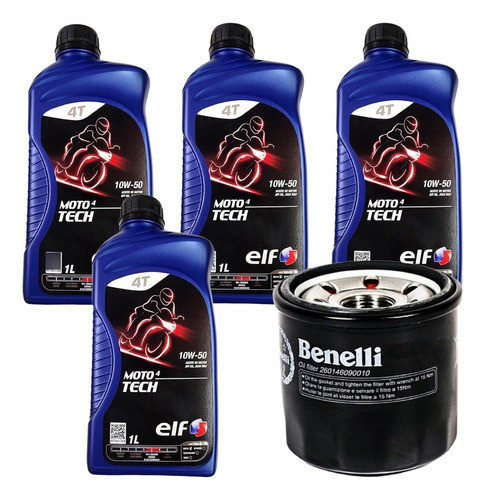 Kit De Servicio Benelli 300 Filtro + 4 Aceites Elf Sintetico 0