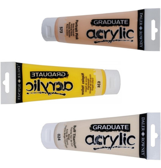 3 Acrilicos Graduate Daler Rowney 120ml Gama Piel Inglaterra 0