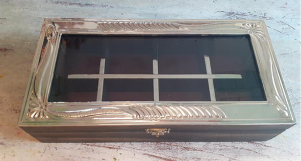 Caja De Té De Madera Y Alpaca De 8 Divisiones 0