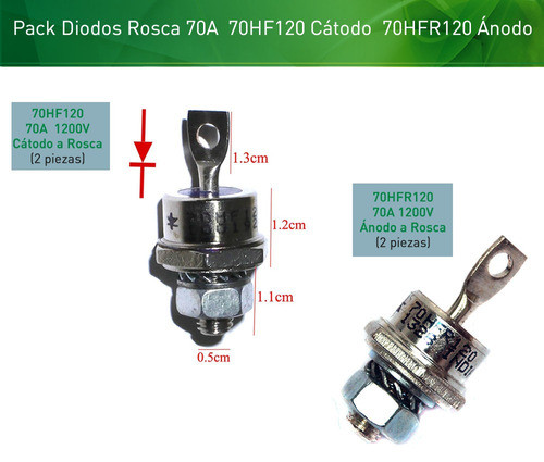 Combo Diodos Rosca 70a  70hf120 (cat)  70hfr120 (an) 1