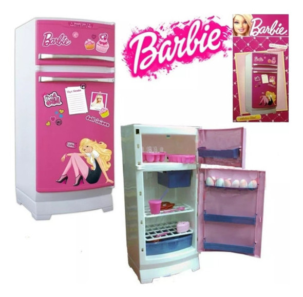 Heladera + Lavarropas Barbie Miniplay Con Accesorios 1