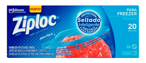 Ziploc Bolsas Cierre Hermético Para Freezer Medianas X20 6c 0