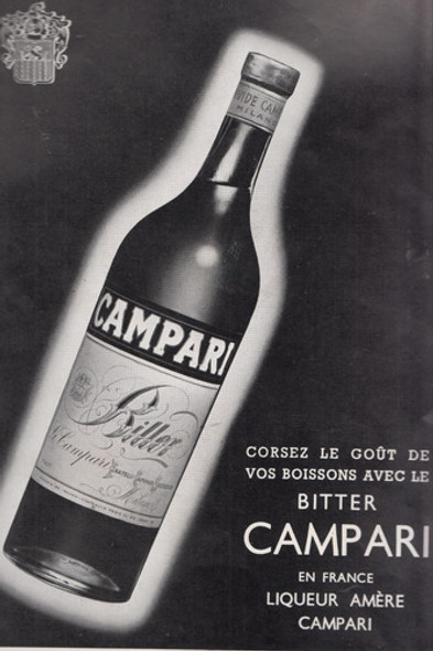 Antigua Hoja Publicidad De Bitter Campari Francia Vintage 0