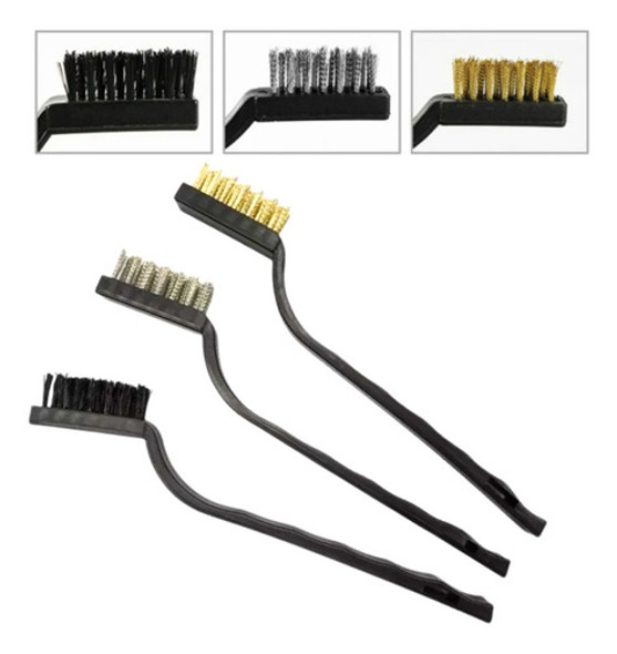 Set 3 Mini Cepillos Nylon-bronce-acero Inoxidable Matezz 0
