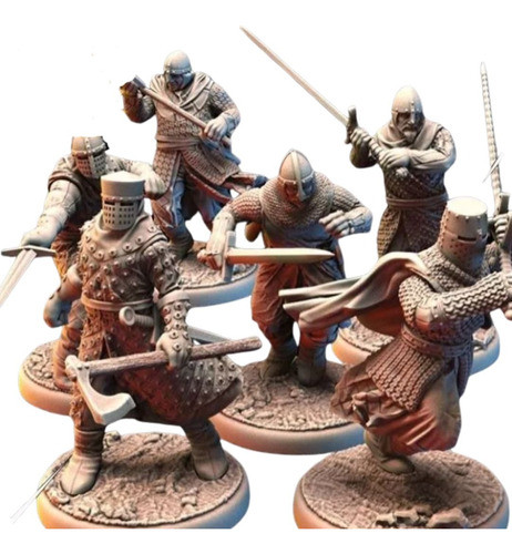 Caballeros Medievales Mod A, 1/16 (12cm), Color Blanco. 0