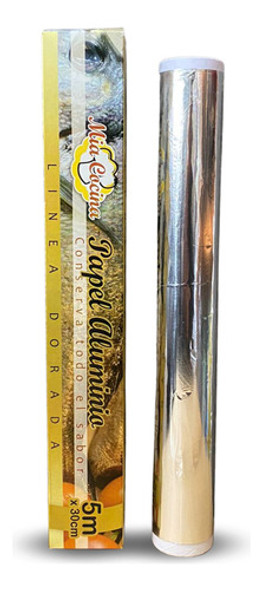 Rollo Papel Aluminio Mia Cocina 30cm X 5 Mts Linea Dorada 0