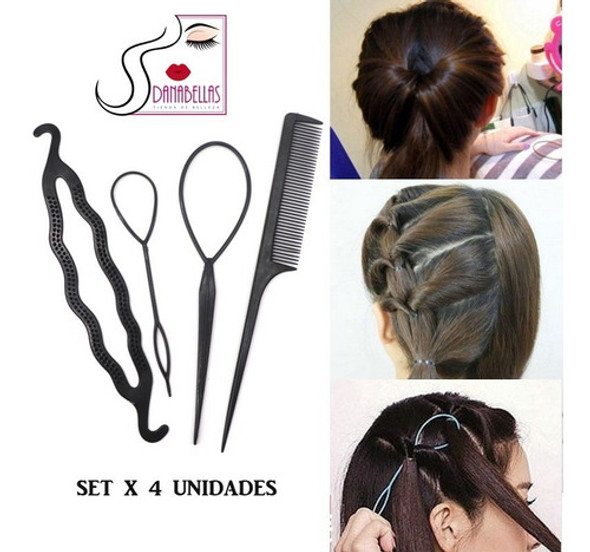 Set 3 Piezas Accesorios P/ Cabello Peinados Trenza Rodete 0