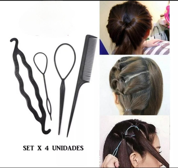 Set 3 Piezas Accesorios P/ Cabello Peinados Trenza Rodete 0