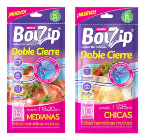 Bolzip Bolsas Hermeticas Doble Cierre Chicas + Medianas 0 Bolzip Bolsas Hermeticas Doble Cierre Chicas + Medianas 0