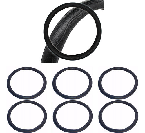 6 Cubre Volante Negro Premium Cuero Para Auto 39 / 41cm X6un 0