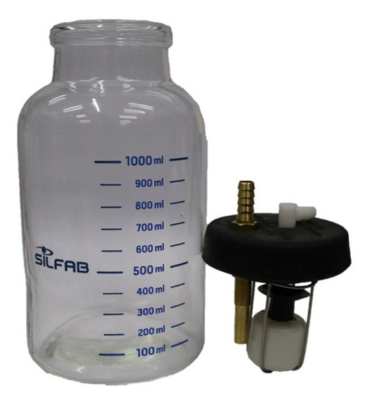 Frasco Para Aspirador Continuo Vidrio C/tapa 1 Litro Silfab 0