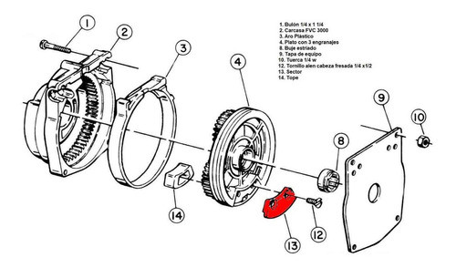 Sector Para Plato De Direccion Fvc3000 Con Tornillos 1