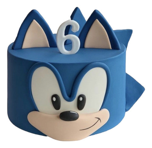 Piso Torta Falsa Porcelana Temática Elección Con Vela Sonic 0