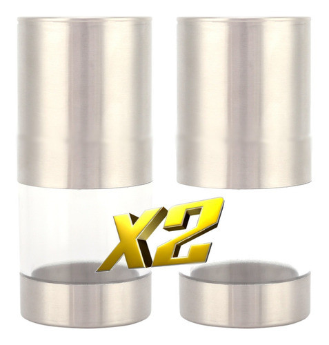 2 X Pimentero Salero Molino Manual Acero Inoxidable Acrilico 0