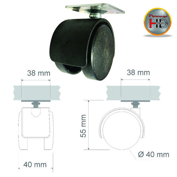 Rueda Plastica Muebles 40mm Giratorias 10kg Con Base X24 1