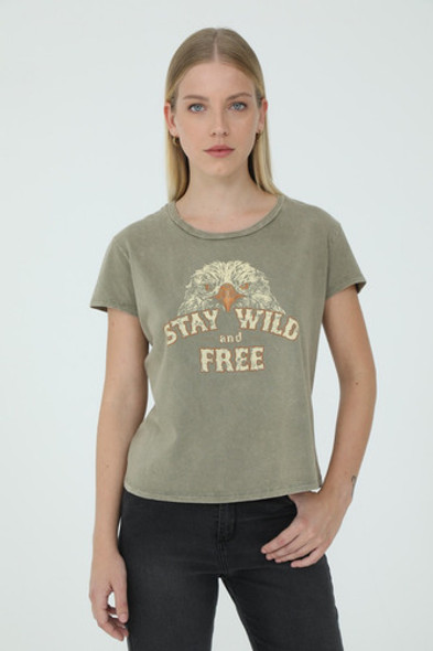 Remera Wash Manga Corta Algodon Verde Mujer Portsaid 0