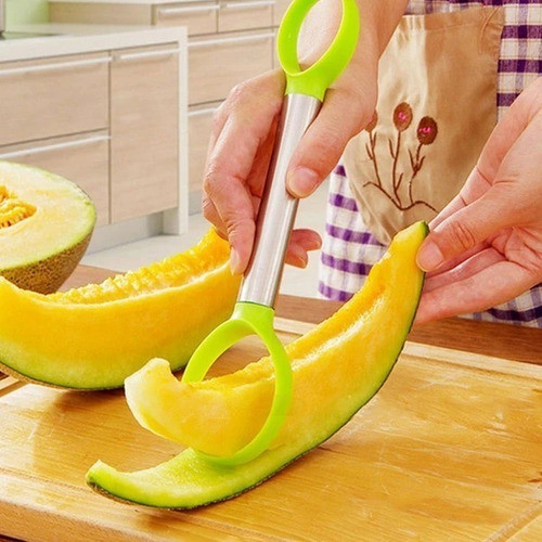 Cortador De Fruta Con Dos Aros Plasticos Mango Acero 1