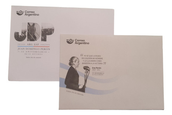 Combo 2 Sobres Día De Emisión De Perón Y Evita Colección 0
