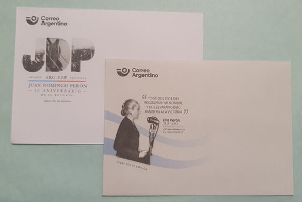 Combo 2 Sobres Día De Emisión De Perón Y Evita Colección 1
