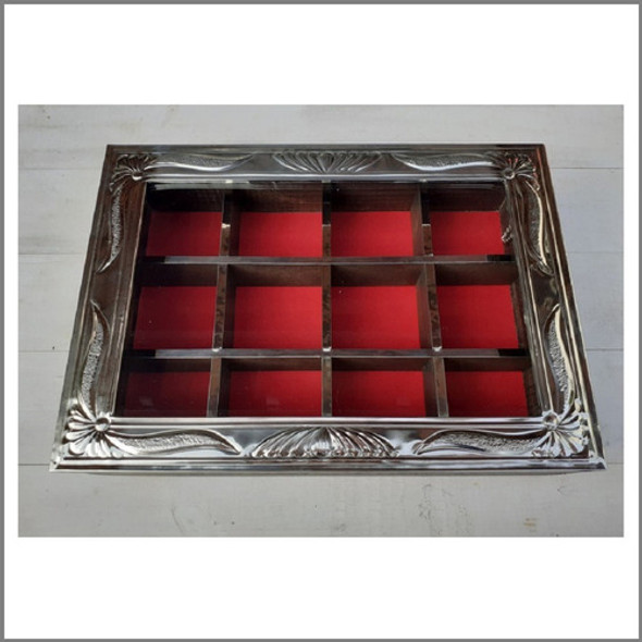 Caja De Té De Madera Y Alpaca De 12 Divisiones 0