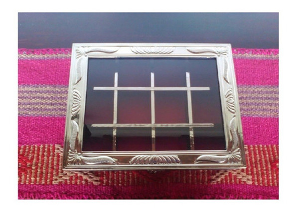 Caja De Té De Madera Y Alpaca De 12 Divisiones 1