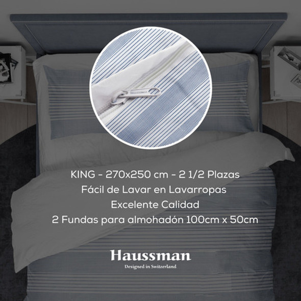 Funda Nórdica Haussman King 270x250cm. Color Celeste 1 Funda Nórdica Haussman King 270x250cm. Color Celeste 1