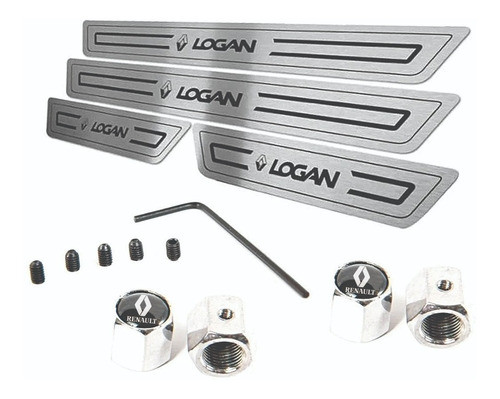 Cubre Zócalos Inox P/ Renault Logan + Tapas Cubre Válvulas 0