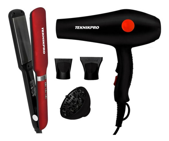 Kit Planchita De Pelo Red Passion + Secador Teknikpro 0