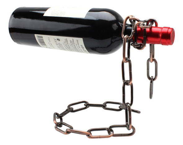 Soporte Magico Para Botellas De Vino Cadena Acero Marron 1