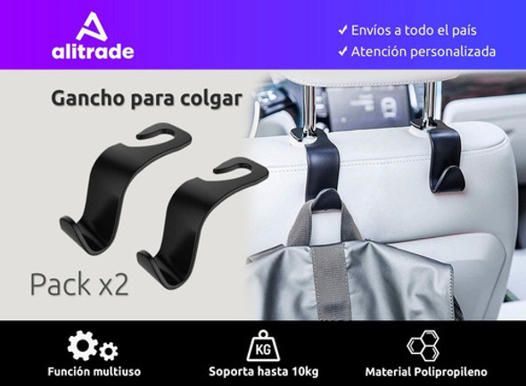 Soporte Gancho Colgar Accesorios Ropa Asiento Auto Pack X2 1 Soporte Gancho Colgar Accesorios Ropa Asiento Auto Pack X2 1
