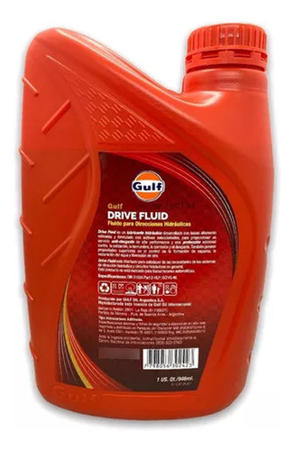 Aceite Para Direccion Hidraulica Gulf Drive Fluid Rojo 946ml 1