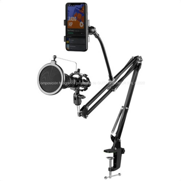 Kit Soporte De Microfono Articulado Plegable Antipop Celular 0