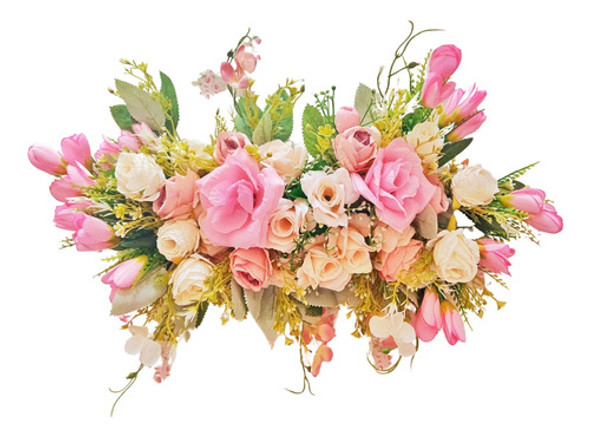Bouquet Arreglo Flores Rosas Encadenado 50 Cm Centro De Mesa 0
