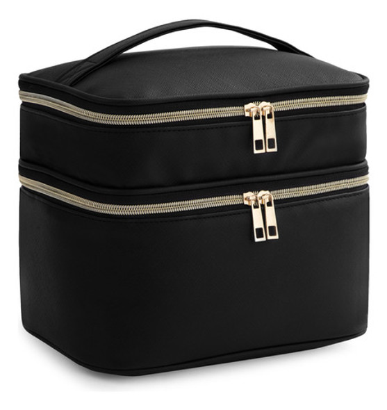 Neceser Bolso Porta Cosmeticos Organizador Doble Negro Xl 0
