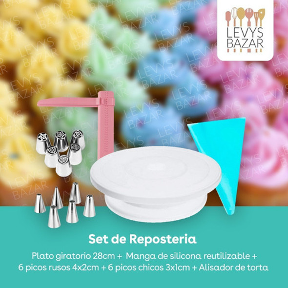 Set Reposteria Plato Giratorio Alisador Manga 12 Picos Rusos 1 Set Reposteria Plato Giratorio Alisador Manga 12 Picos Rusos 1