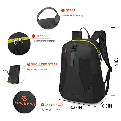 Mochila Negra P/senderismo, Liviana E Impermeable 22l 1