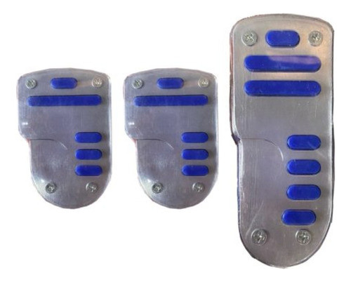 Juego De Pedaleras  Plateada Con Azul Universales 0