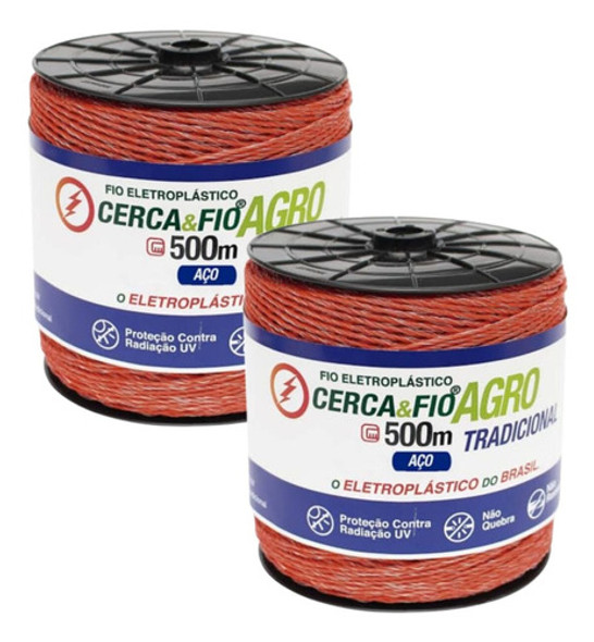 Kit 2 Un Fio Eletroplástico Cerca Rural 15x6 500m-igecast 0