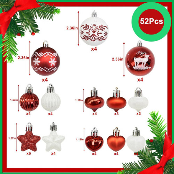 Adornos Navideños Arbol Colgante Rojo Blanco Renos 52 Piezas 1