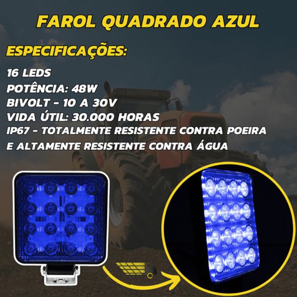 Farol De Milha Com Led Para Pulverizador Agricola 16 Led 48w 1