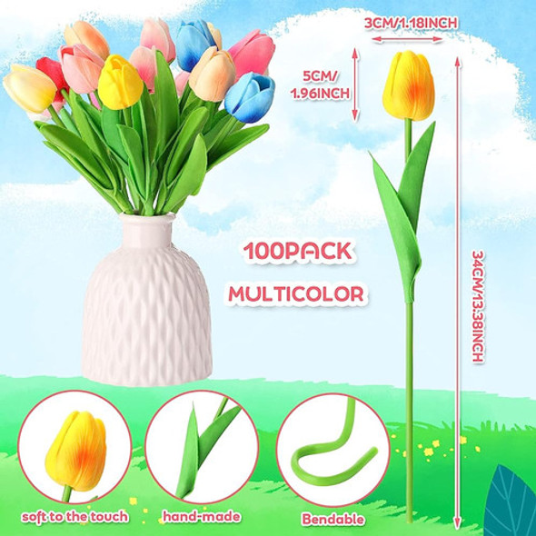 100 Pcs Tulipanes Artificiales Pu Tulipanes De Toque Real Tu 1