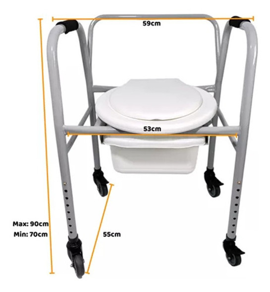 Silla Eleva Inodoro Portatil Asiento Ortopedico Ruedas Freno 1