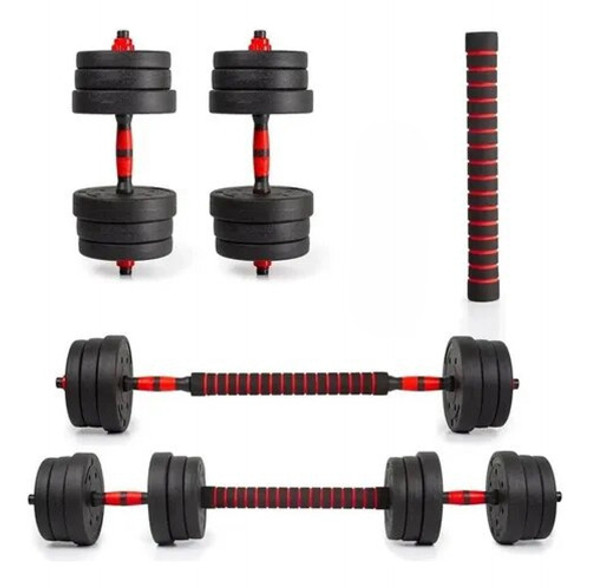 Kit 25 Kg Barra + Mancuerna Entrenamiento Disco Forrado 25kg 0