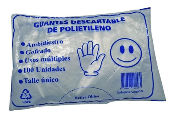 Guantes Descartables De Polietileno X100 Unidades 1