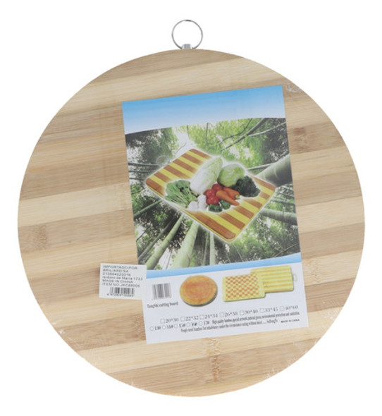 Tabla Redonda Bamboo Picadas-pizza-parrilla 32 Cm X 1.8cm 1