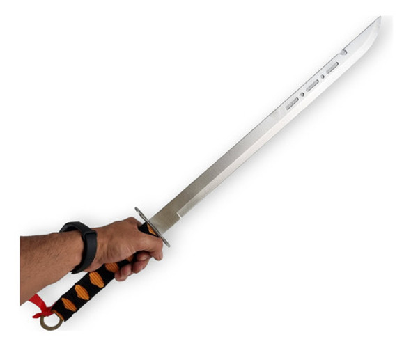 Espada Samurai Katana Wild 70cm Com Fio Corte + Bainha Couro 1 Espada Samurai Katana Wild 70cm Com Fio Corte + Bainha Couro 1