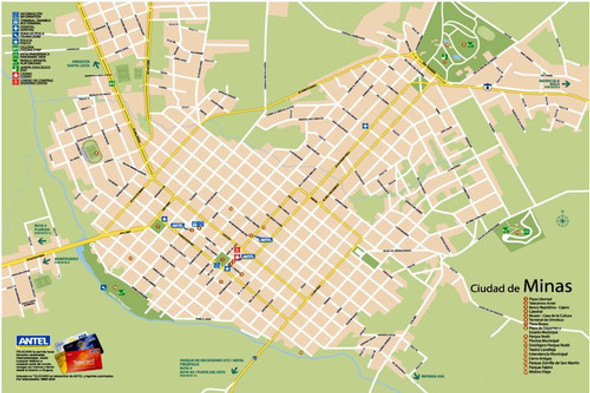 Mapa De La Ciudad De Minas Lavalleja - Lámina 45x30 Cm. 0 Mapa De La Ciudad De Minas Lavalleja - Lámina 45x30 Cm. 0