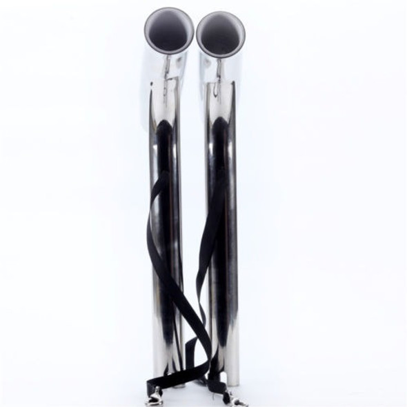 2 X Soporte De Acero Inoxidable Altamente Pulido Barra Elega 1