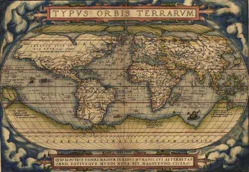 Lámina 45 X 30 Cm. - Mapamundi De Ortelius En 1570 0